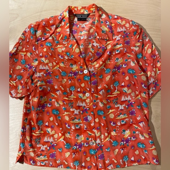Vintage Ann May Silk Button Up Shirt Small (JR) - Picture 6 of 11